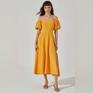 Elegant Off-Shoulder Yellow Dress